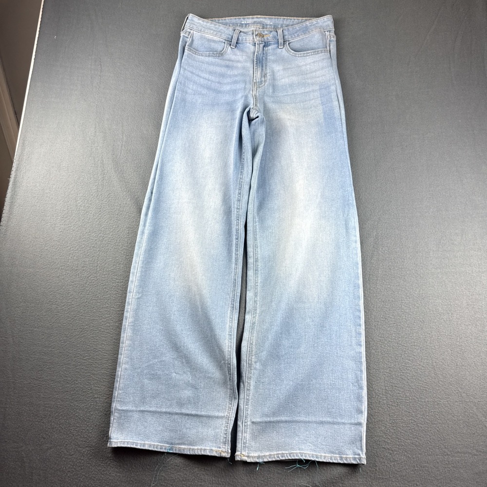 Old Navy Wow Wide Leg Jeans Womens 6 Light Blue High Rise Boho Baggy Y2K Stretch